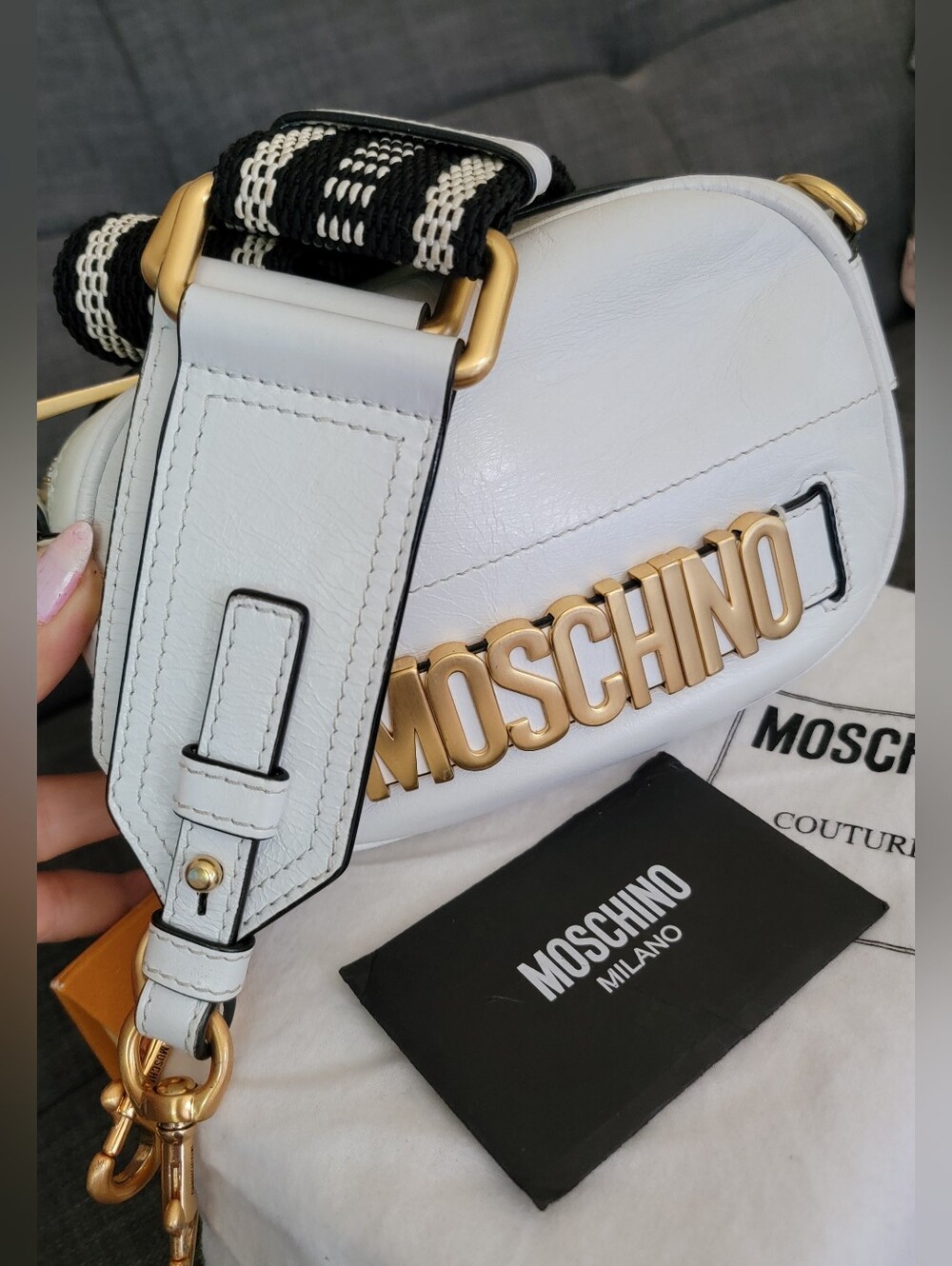 Authentic Moschino Leather Mini, Crossbody Bag. - Picture 9 of 16